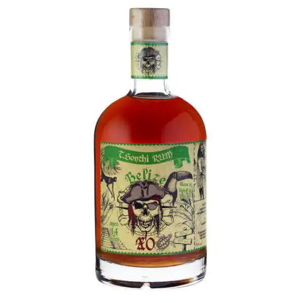 Image of the front of the bottle of the rum T.Sonthi Belize XO
