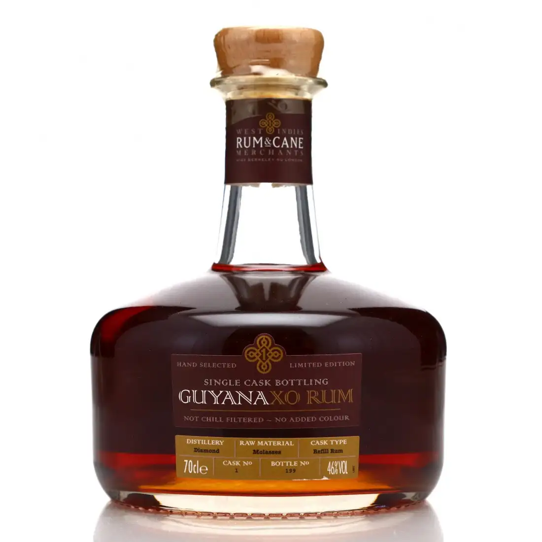 Image of the front of the bottle of the rum Rum & Cane Guyana XO