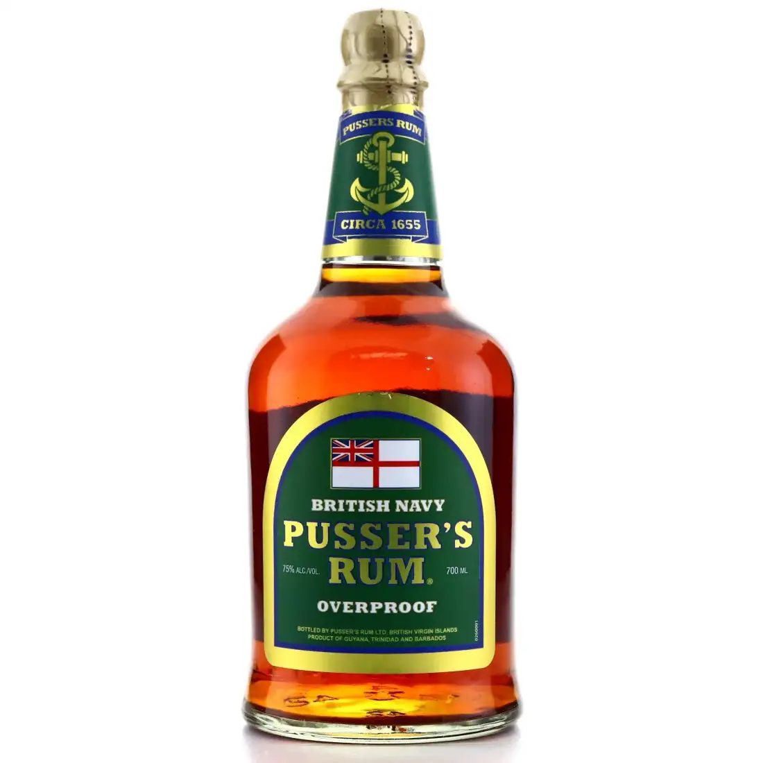 Image of the front of the bottle of the rum Green Label Overproof (Green Label)