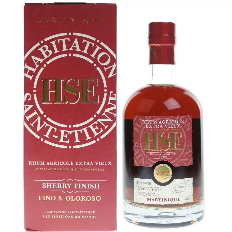 Image of the front of the bottle of the rum HSE Fino & Oloroso Cash Finish